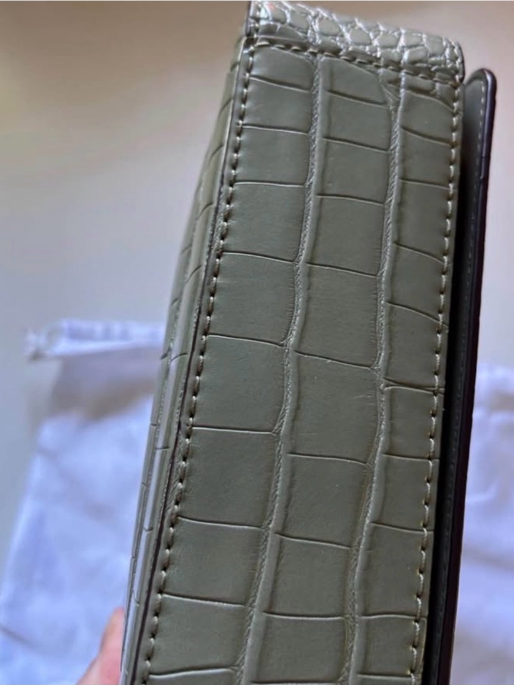 Michael Kors Olive Green Croc-Embossed Top Handle Satchel with Gold Hardware - Picture 3 of 5